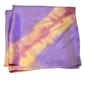 Huge 46” Square Shibori lavender peac rose silk scarf